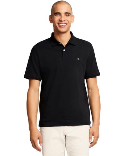 Izod Short Sleeve Interlock Polo Shirt - Black