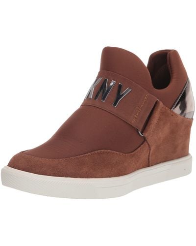 DKNY Comfortable Classic Slip-on Sneaker Heeled Sandal - Brown