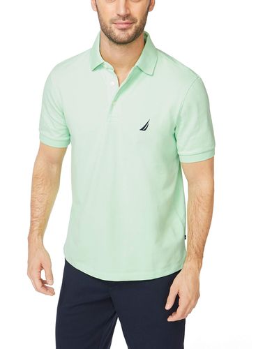 Nautica Short Sleeve Solid Stretch Cotton Pique Polo Shirt Poloshirt - Grün