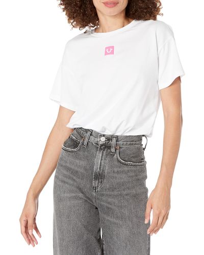 True Religion Cinched Short Sleeve Top - White