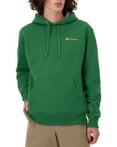 Champion , Powerblend, Fleece Hoodie, Comfortable Sweatshirt, Logo - Green