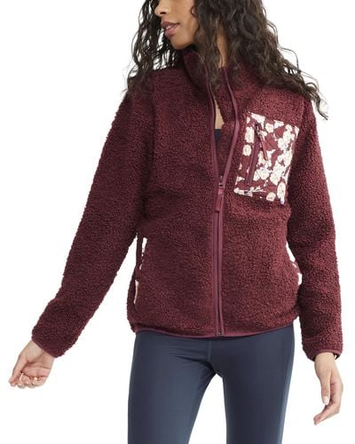 Vera Bradley Fleece Zip-up Sweatshirt With Pockets - Red