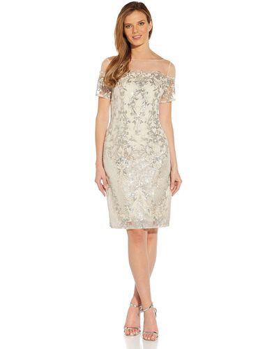 Adrianna Papell Sequin Embroidery Sheath Dress - Multicolor