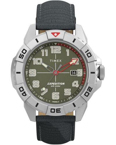 Timex Analog Quarz Uhr mit Leder Armband TW2W84200JR - Schwarz