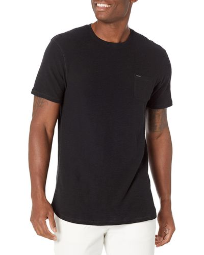 Buffalo David Bitton Mens Short Sleeve Fashion Crew Knit Henley Shirt - Black