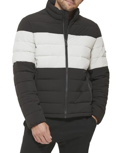 DKNY Jon Quilted Stand Collar Puffer Jacket - Black