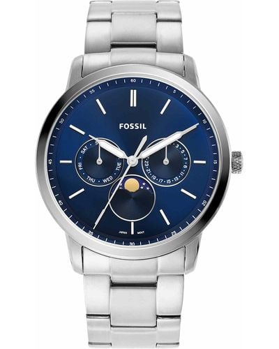 Fossil Neutra Quartz Stainless Steel Multifunction Moonphase Watch - Blue