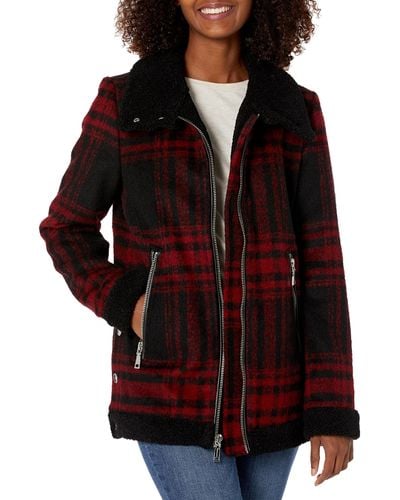 Vince Camuto Faux Fur Lined Wool Jacket - Red