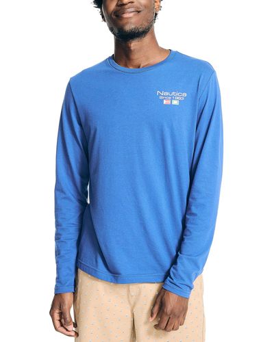 Nautica Sustainably Crafted Long-sleeve Graphic T-shirt - Blue
