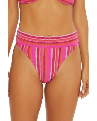Trina Turk Standard Marai High Waist Bikini Bottoms-cheeky Coverage - Pink