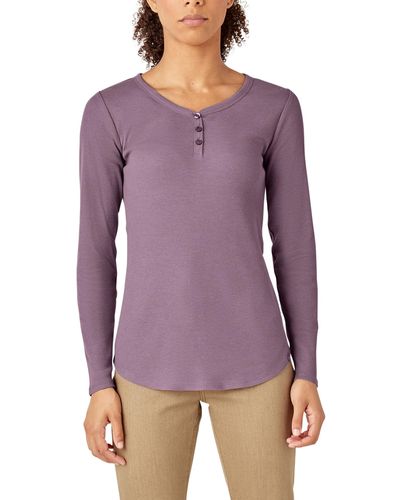 Dickies Plus Size Henley Long Sleeve Shirt - Purple