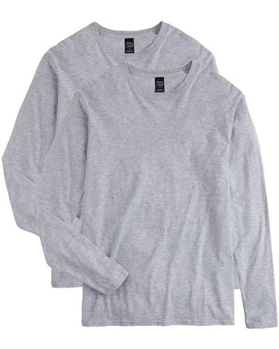 Hanes Mens Long-sleeve Premium T-shirt - Gray