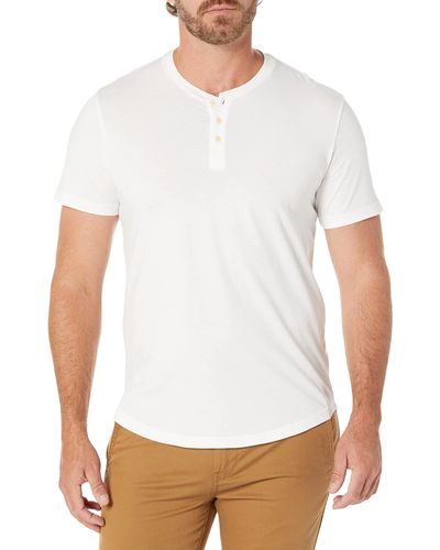 Velvet By Graham & Spencer Mens Fulton Short Sleeve Henley Shirt - White