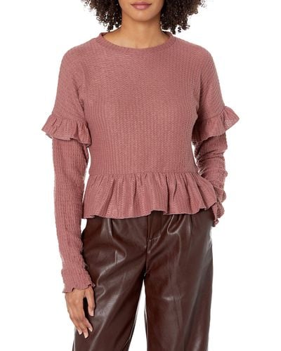 Kendall + Kylie Kendall + Kylie Smocked Sleeve Ruffle Blouse - Pink