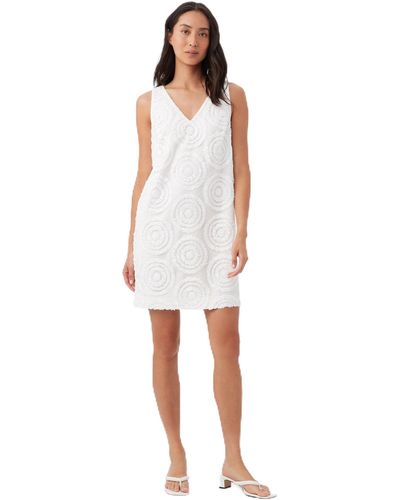 Trina Turk V Neck Sequin Dress - White