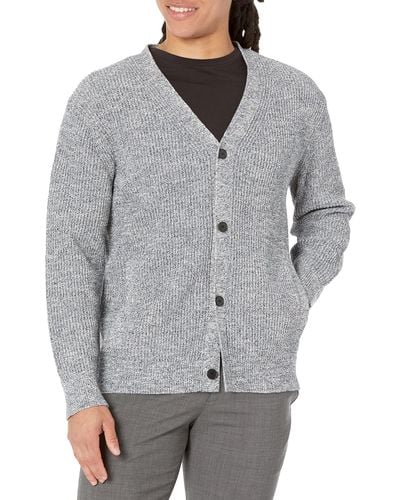 Theory Mens Neal Crd Fresco Tweed Cardigan Sweater - Gray