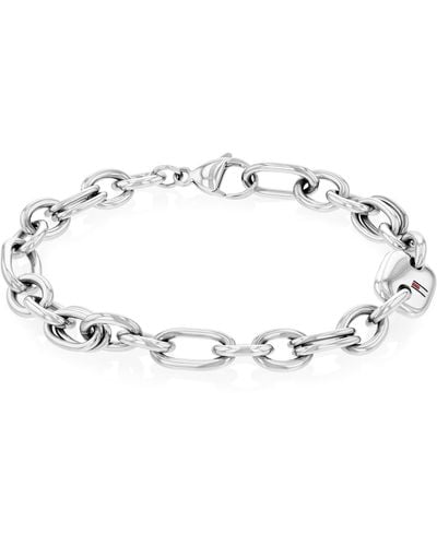 Tommy Hilfiger Stainless Steel Link Bracelet |effortless Everyday Elegance |tommy Branding|sophistication|(model:2780789) - White