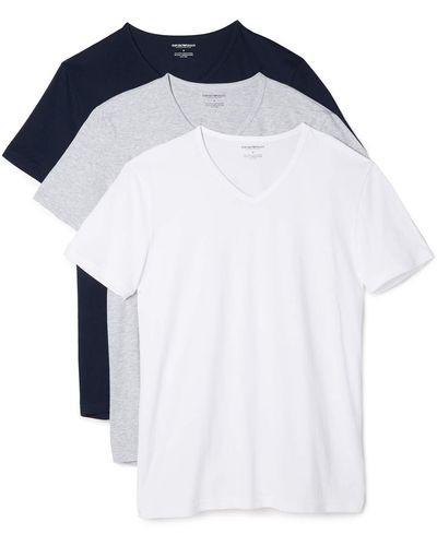 Emporio Armani Cotton V-Neck T-Shirt - Blau