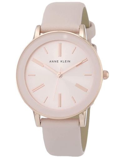 Anne Klein Japanese Quartz Dress Watch With Faux Leather Strap - Natural