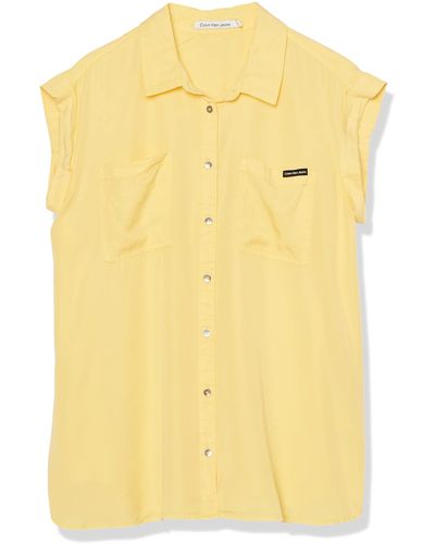 Calvin Klein Cj2x2270-ftd-3x Button Down Shirt - Yellow