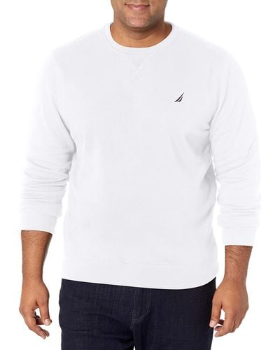 Nautica Basic Crew Neck Fleece Sweatshirt - White