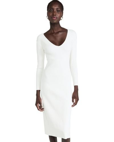Vince S Long Sleeve V-neck Casual Dress - White