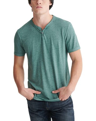 Lucky Brand Mens Venice Burnout Notch Neck Tee T Shirt - Green