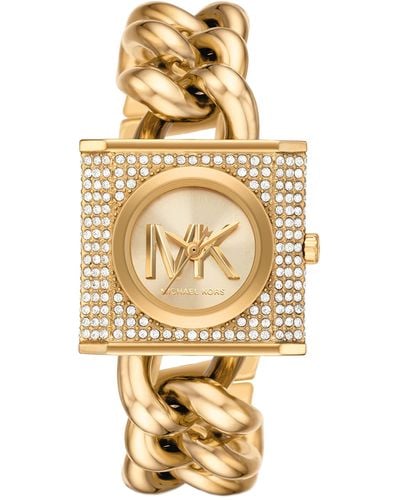 Michael Kors Mk Mini Lock Pavé-Tone Chain Watch - Metallic