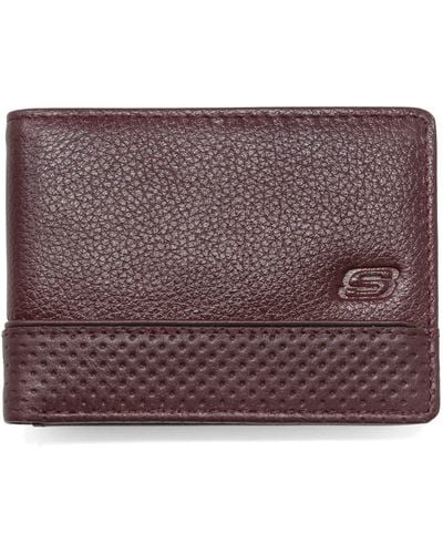 Skechers S Passcase Rfid Leather Wallet With Flip Pocket - Multicolor