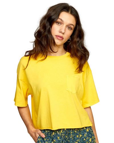 RVCA Cropped Pigment Dye Short Sleeve Shirt - Yellow