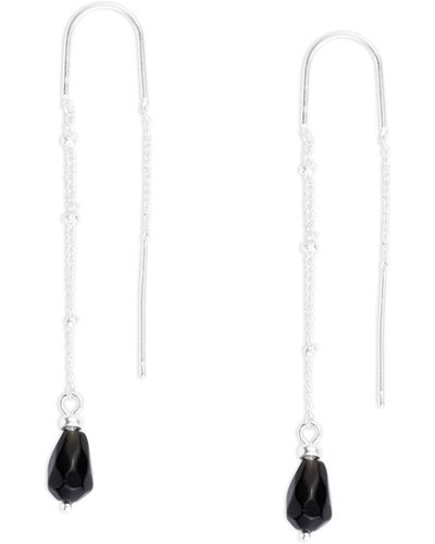 Lucky Brand Stone Drop Threader Earrings,silver,one Size - White