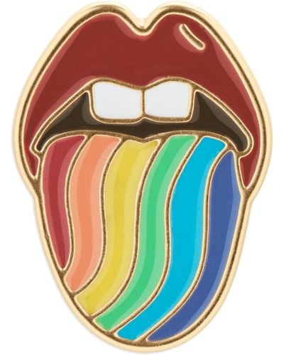 Lucky Brand Rainbow Lips Enamel Pin - Metallic