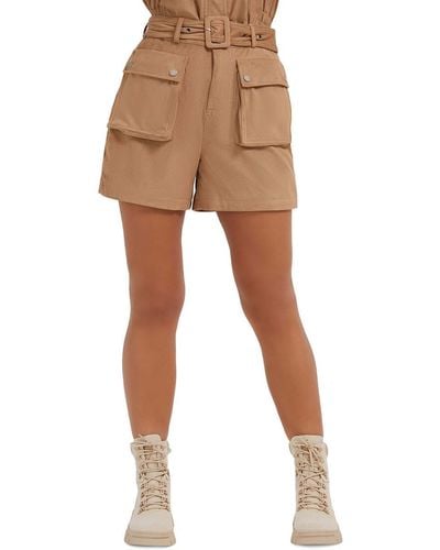 Guess Mariangela Faux Suede Cargo Shorts - Natural