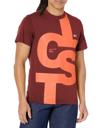 Lacoste Short Sleeve Bold Letters Crew Neck T-shirt - Orange