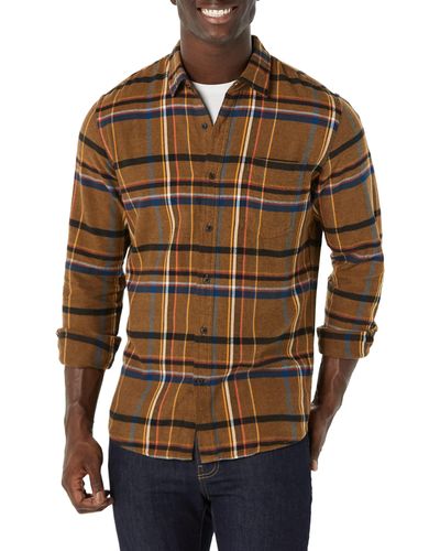 Amazon Essentials Slim-fit Long-sleeve Flannel Shirt - Brown