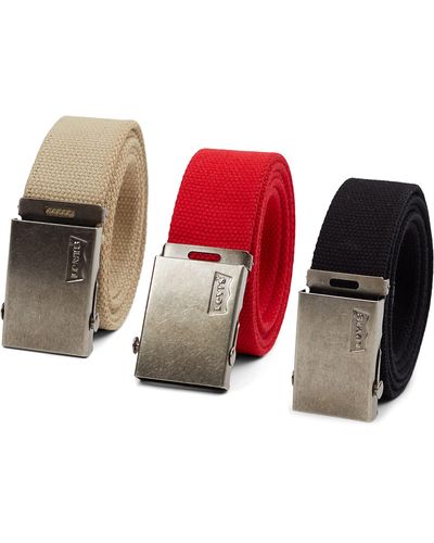 Levi's All-gender Casual Cut-to-fit Web Belt Set –3 Pack Straps With Interchangeable Buckle - Red