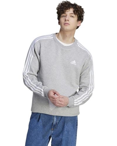 adidas Essentials Fleece 3-stripes Sweatshirt - Gray