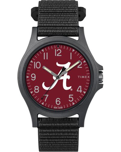 Timex Collegiate Pride 40mm Watch – Alabama Crimson Tide With Black Fastwrap - Red