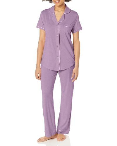 Cosabella Bella Short Sleeve Top & Pant Pajama Set - Purple