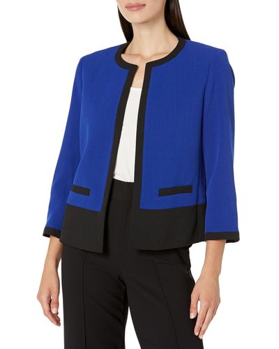 Kasper Color Block Cardigan Jacket - Blue