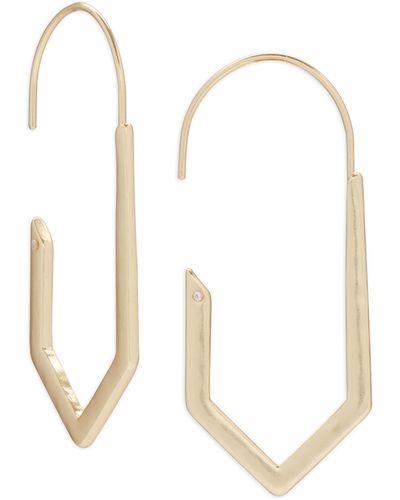 Lucky Brand Tone Diamond-shape Hoop Threader Earrings - White