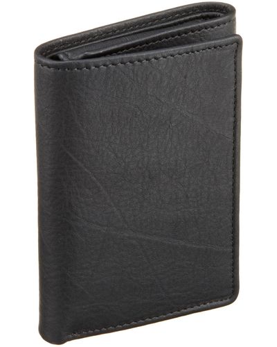 Perry Ellis Park Avenue Leather Trifold Wallet With 3 Id Windows - Black