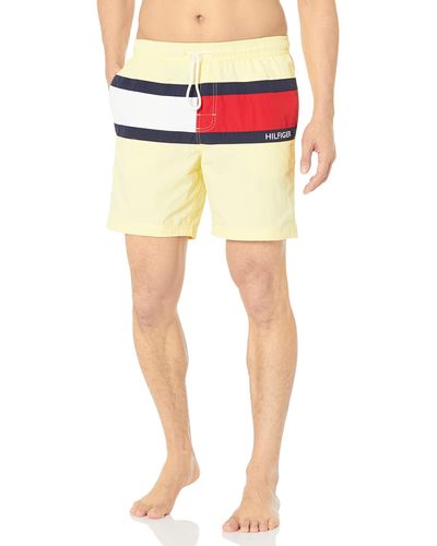 Tommy Hilfiger Standard Swim Trunks With Drawcord Closure - Multicolor