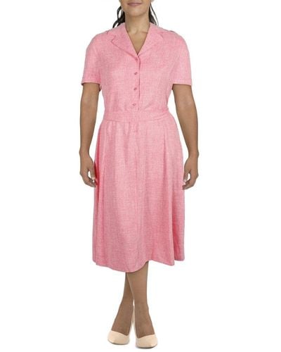 Anne Klein Notch Collar Belted Shirt Dress - Pink