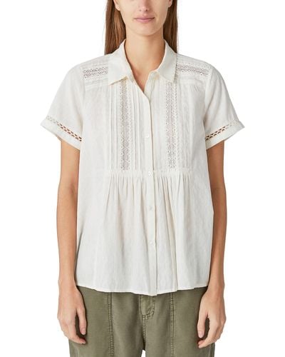 Lucky Brand Lace Button Down Shirt - White