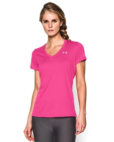 Under Armour Womens Tech V-neck Short-sleeve T-shirt - Pink