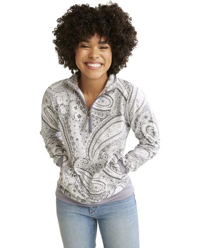Vera Bradley French Terry Quarter-zip Sweatshirt With Pockets - Gray