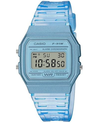 G-Shock F91w Series Classic Resin Strap Digital Sport Watch - Blue