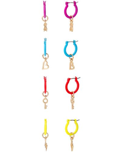 Steve Madden Colorful Charm Hoop Earring Set - White