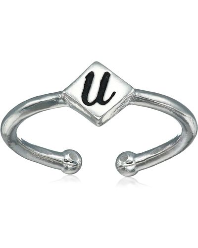 ALEX AND ANI Initial U Adjustable Ring - Metallic